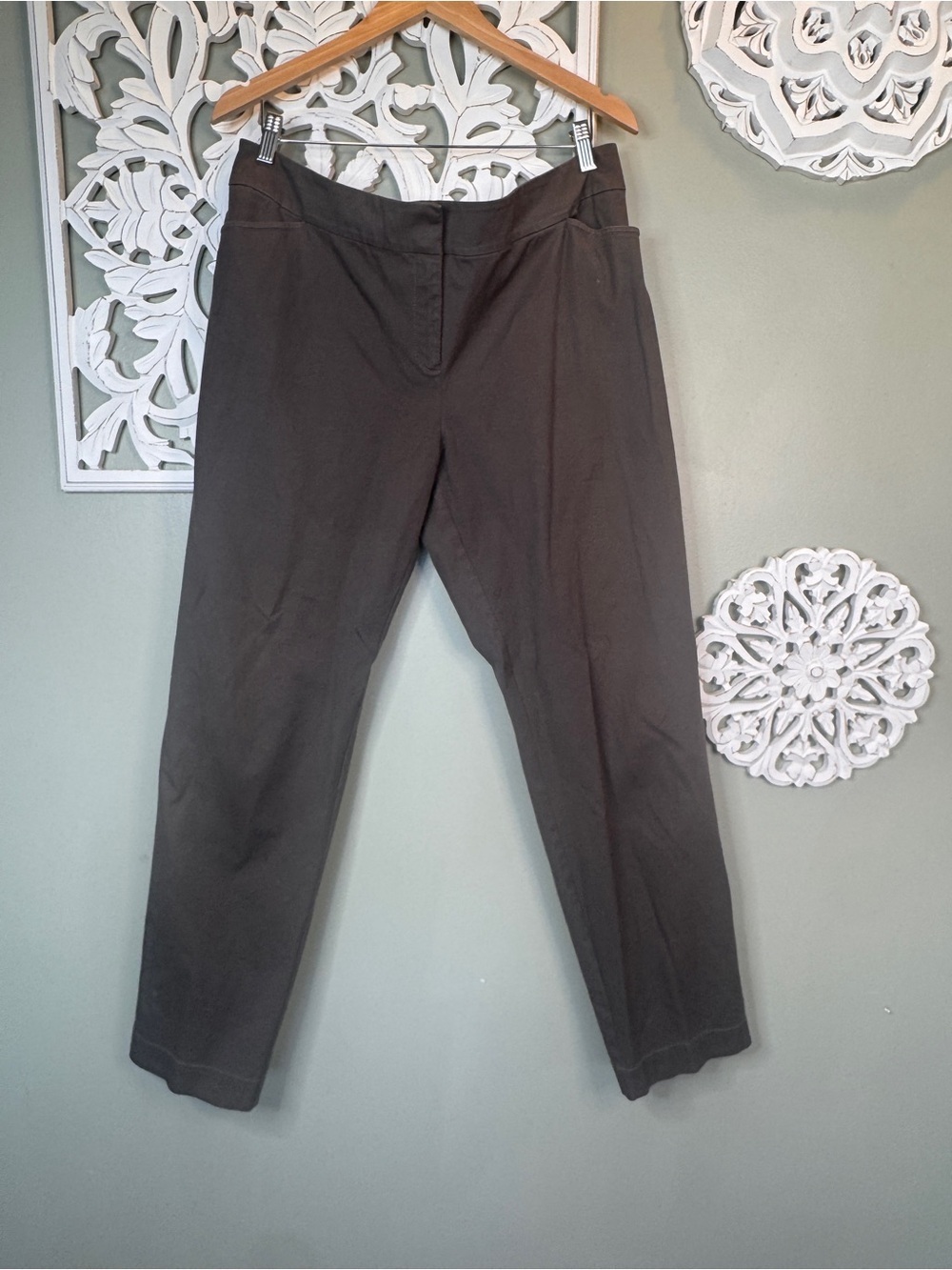 Eileen Fisher XL Classic Straight-Leg Dark Brown Pants